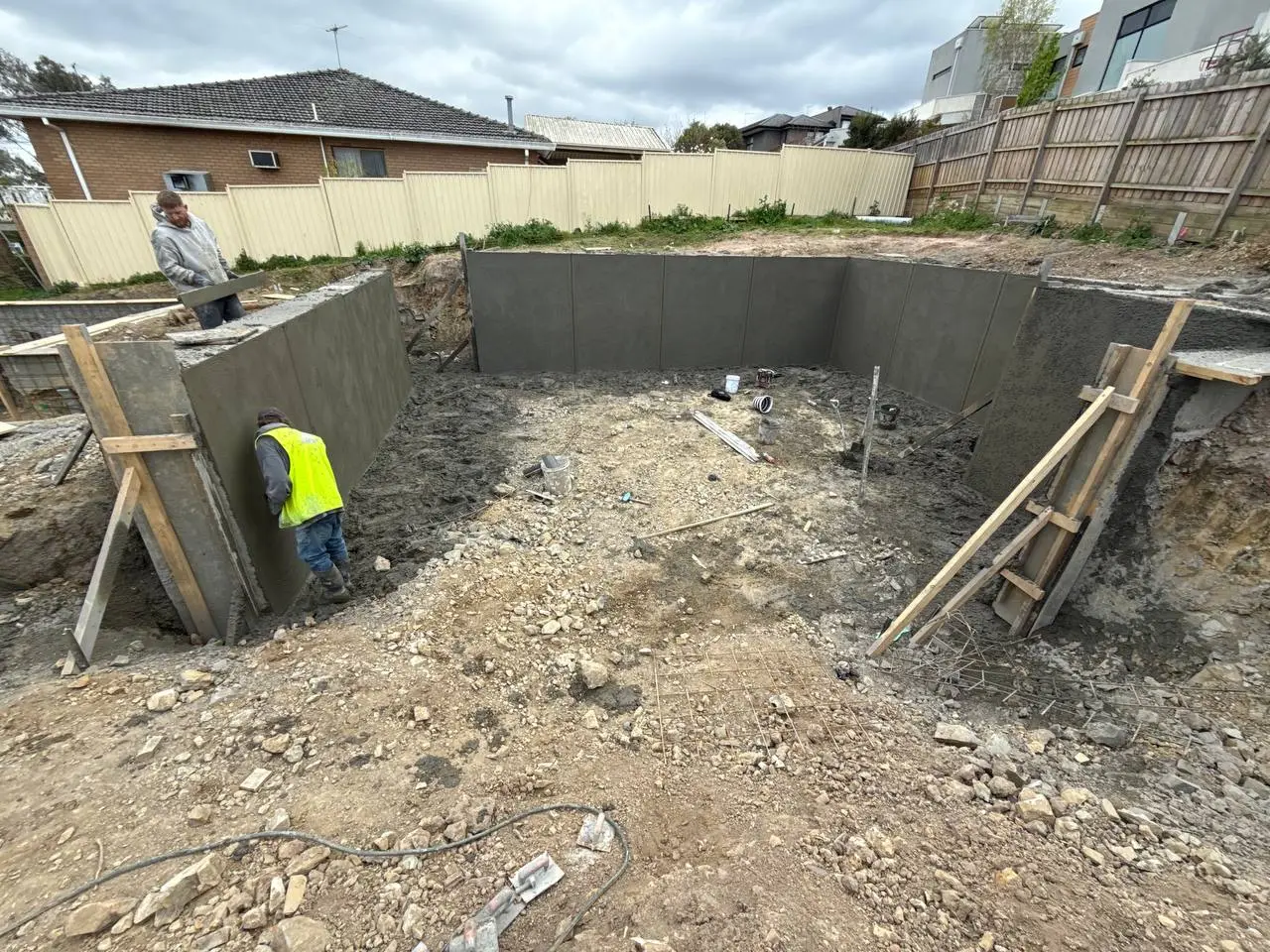 YellowX retaining walls on a Melbourne site